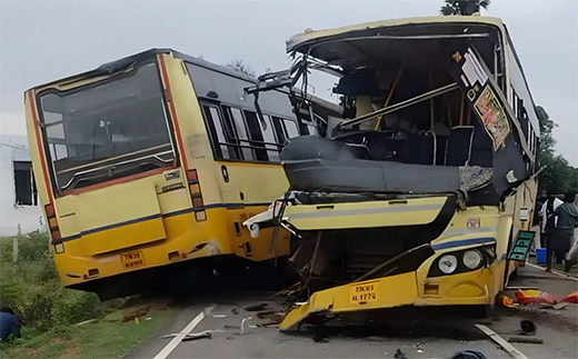 Collision Between Two TN Govt Buses in Sivaganga