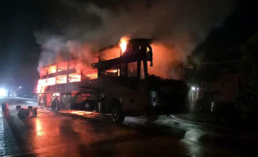 Mangaluru bound sleeper bus catches fire near Hassan