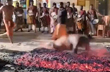 Ayyappa devotee suffers burns due to fall during Kenda Seve