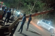 Vittal: Railway Bridge safeguard pillar land on road after unidentified vehicle hits it