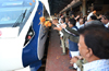 Vande Bharat Express from Mangaluru gets rousing welcome at Madgaon railway station in Goa