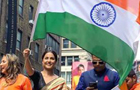Hina Khan waves National Flag at 39th India Day Parade in New York