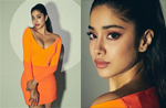 Janhvi Kapoor sets temperatures soaring in orange plunge-neck bodycon dress