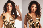 Tamannaah Bhatia flaunts her curves in bold black and gold dress, See pics