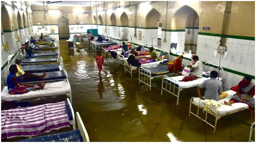 Coronavirus patients flooded after heavy rains at Hyderabad’s Osmania General Hospital