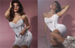 Jacqueline Fernandez in a white sheer corset sums up sassy style at its best