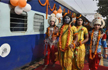 Ramayana Express flagged off , passengers seek blessings from Ram-Sita