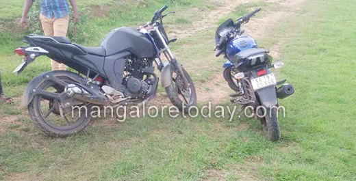  Two bikes and weapons were found in a secluded spot on a hillock at Saripalla,