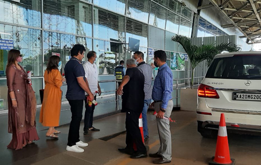 tourists at airport