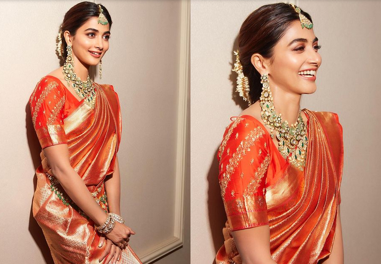 Mangalore Today | Latest titbits of mangalore, udupi - Page Pooja-Hegde -completely-nails-the-South-Indian-aesthetic-while-radiating-beauty-in-a-Kanjivaram- Saree