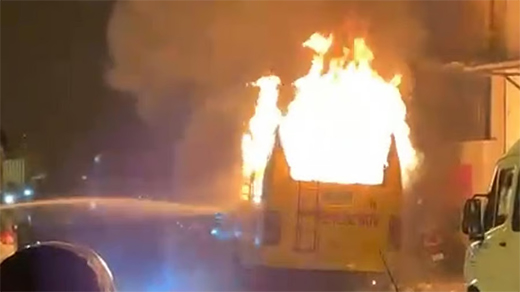 School bus caught Fire 