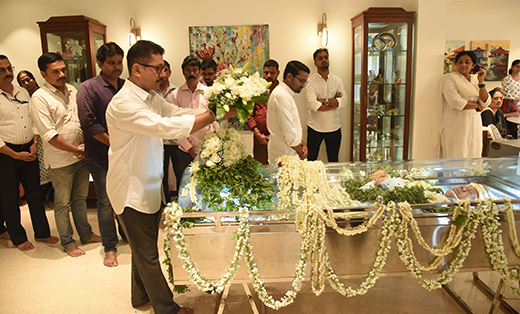 floral tribute to Vinaya Hegde