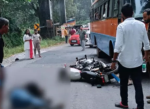 Bus Bike accident Near Belthangady