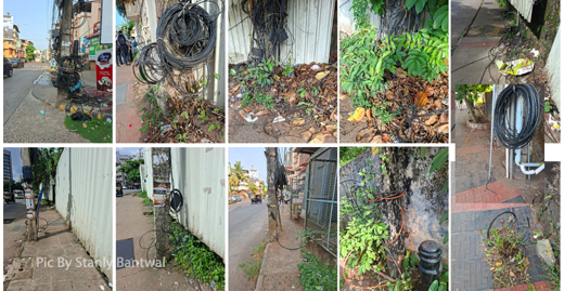 Hanging cables on footpaths