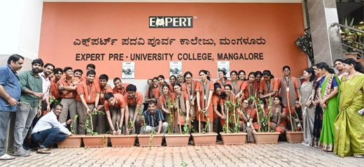 Expert PU College celebrates World Environment Day with plantation drive