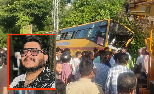 College Bus Overturns at Natekal
