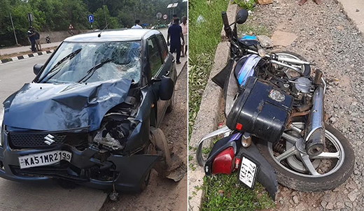 Bike Car Collision at Uppinangady