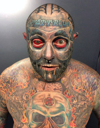 Tattoo fanatic inks his eyeball as he blows £60,000 covering 90 per cent of his body Tattoo fanatic inks his eyeball as he blows £60,000 covering 90 per cent of his body