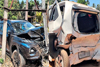 Kundapur: Two cars collide on NH-66 at Thekkatte; vehicles badly damaged