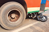 Mangaluru: Scooter rider narrowly escapes after skidding under bus near Natekal