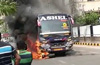 Mangaluru: City Bus catches fire in a freak accident