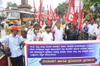 Mangaluru: Construction workers protest over shortage of laterite stones and sand