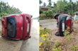 Car overturns near Kalladka during heavy rains