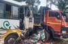 Karkala: Driver seriously injured as bus rams into tipper