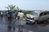 Kundapur: Lucky escape for passengers as car overturns on National Highway