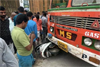 Scooter-lorry collision at Golithottu junction leaves couple seriously injured