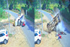 Pick-up overturns after tyre burst on Somwarpet–Madikeri highway; driver, workers injured