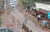 Route march by cops in Suratkal, Udupi