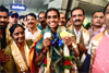 Asian Games gold medallist M.R. Poovamma receives grand welcome in Mangaluru