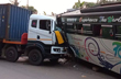 Uppinangady: Several injured as private bus rams into container