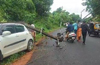 ‌Vittal: Car rams into electric pole; miraculous escape for driver