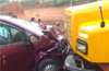 Six injured as lorry hits car, two-wheeler near Kadaba