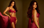 Disha Patani oozes oomph in hot Magenta blouse and matching thigh-high-slit gown, see pics
