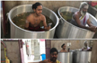 Priests sit inside water tubs with mobiles to appeal to rain gods in Halasuru