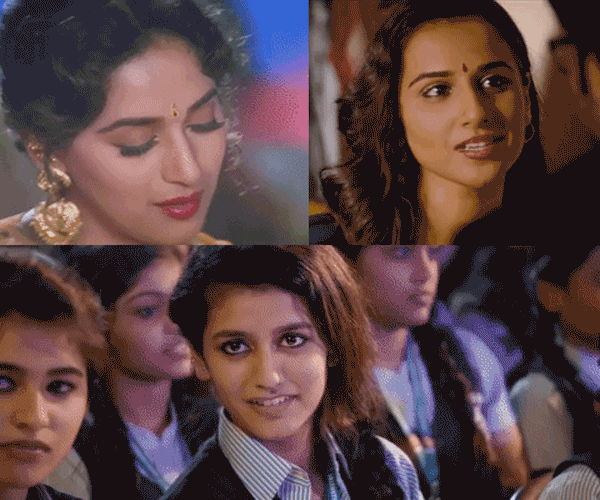 Priya Prakash Varrier, Madhuri Dixit, Vidya Balan  actresses who winked their way into our hearts