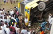 2 Students critical after school bus carrying 50 children falls into culvert