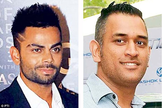 Dhoni starts a Mohawk trend! Hair-raising style sweeps India after cricketers try out the warrior lo Dhoni starts a Mohawk trend! Hair-raising style sweeps India after cricketers try out the warrior lo