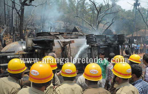 Tanker catches fire in Uppinangdy