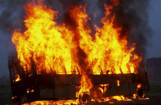 Bus on flame